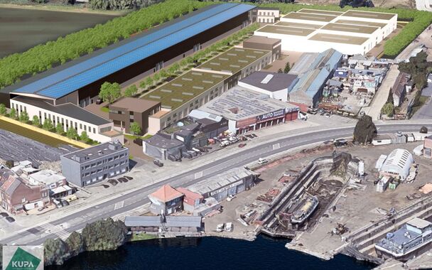Deze modern en strategisch gelegen KMO-unit bevindt zich aan de Wiedauwkaai in de voorhaven van Gent, met vlotte bereikbaarheid via de R40 en een bushalte vlakbij.
het magazijn is opgetrokken in een duurzame staalstructuur met betonnen wanden en een volle